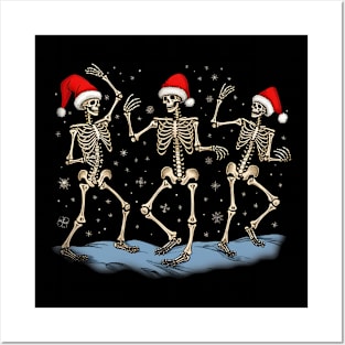 Skeletons Dancing Xmas Funny Christmas Skeletons Boys Kids Posters and Art